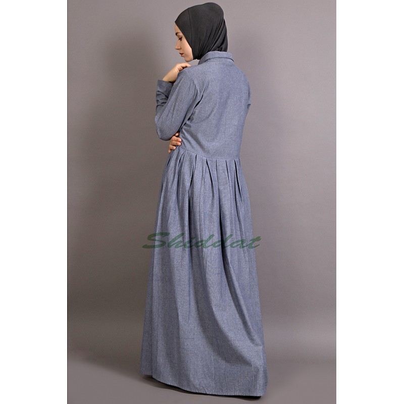 Executive abaya online in India Shirt collar Blue Chambery